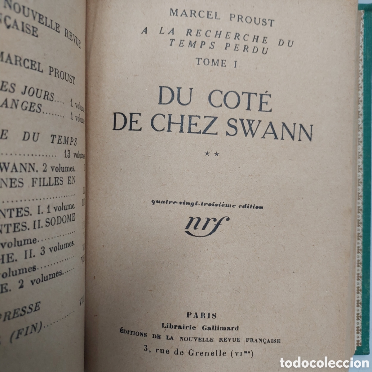 Libros: MARCEL PROUST - 2 TOMOS - 1919 - 1926 - A LA RECHERCHE DU TEMPS PERDU - Foto 3