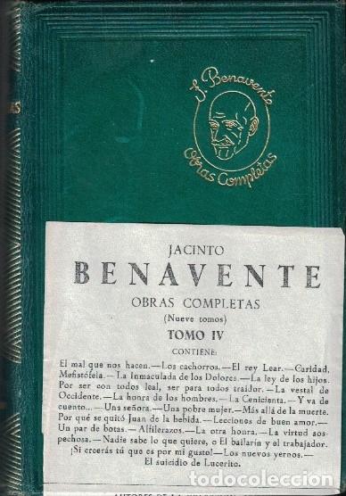 Libros: OBRAS COMPLETAS. Tomo IV. - Benavente. Jacinto, - Foto 1