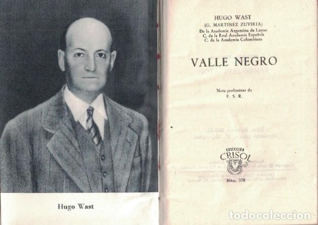 Libros: VALLE NEGRO. - Wast. Hugo, - Foto 1
