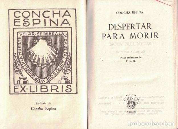 Libros: DESPERTAR PARA MORIR. - Espina. Concha, - Foto 1