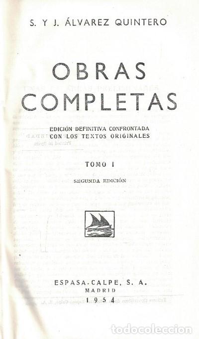 Libros: OBRAS COMPLETAS. Tomo I (de 7) - &Aacute;lvarez Quintero. S. y J., - Foto 1