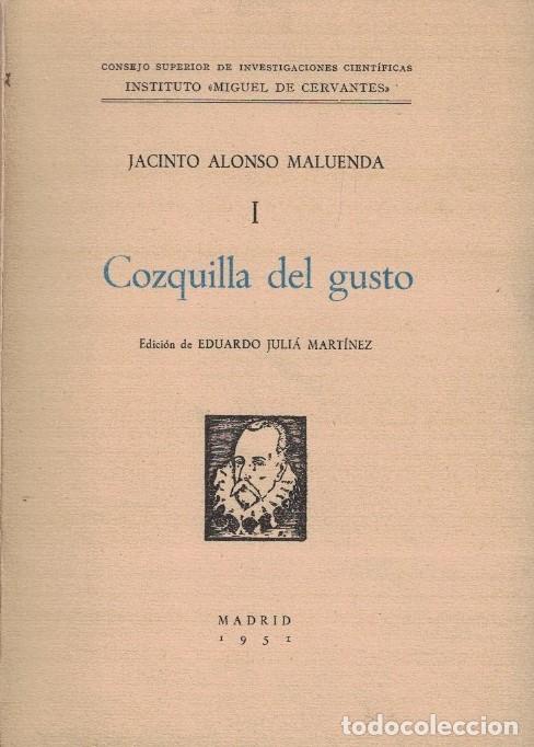 Libros: COZQUILLA DEL GUSTO. - Alonso Maluenda. Jacinto, - Foto 1