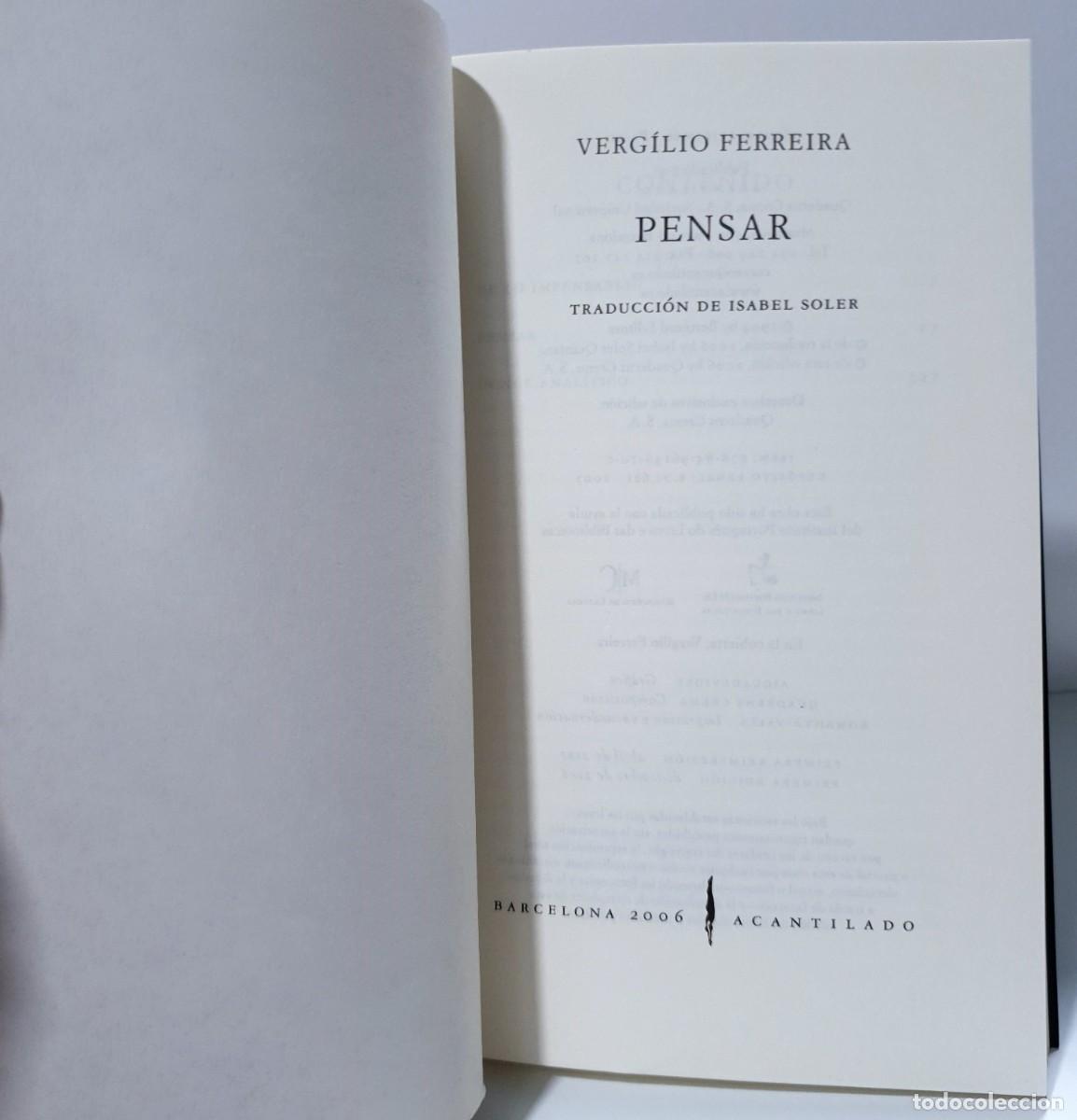 Libros: PENSAR - Verg&iacute;lio Ferreira - Acantilado - Foto 5