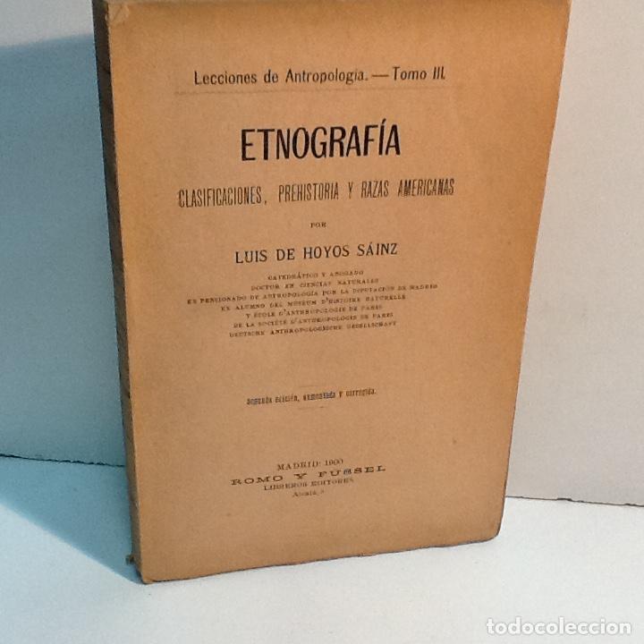 Libros: ETNOGRAFIA CLASIFICACIONES PREHISTORIA Y RAZAS AMERICANAS HOYOS SAINZ LUIS DE 1900