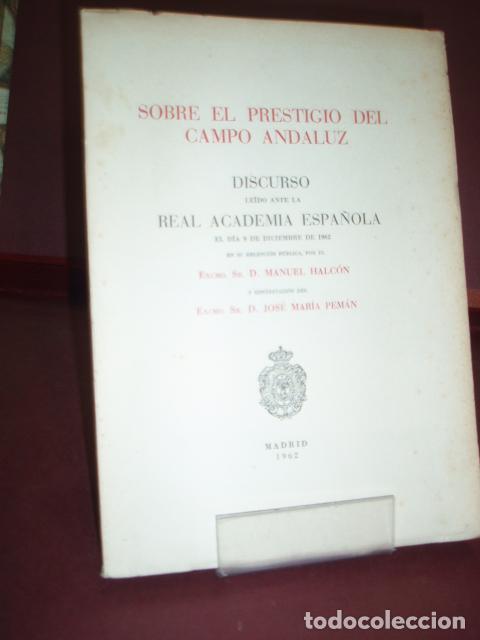 Libri di seconda mano: SOBRE EL PRESTIGIO DEL CAMPO ANDALUZ HALCON MANUEL 1962