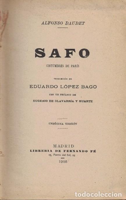 Libros: SAFO. Costumbres de Par&iacute;s. - Daudet. Alfonso, - Foto 1