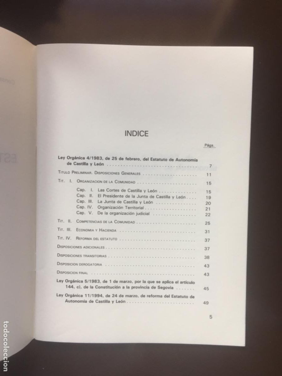 Libros: ESTATUTO DE AUTONOM&Iacute;A DE CASTILLA Y LE&Oacute;N JUNTA DE CASTILLA Y LE&Oacute;N 1994 - Foto 3