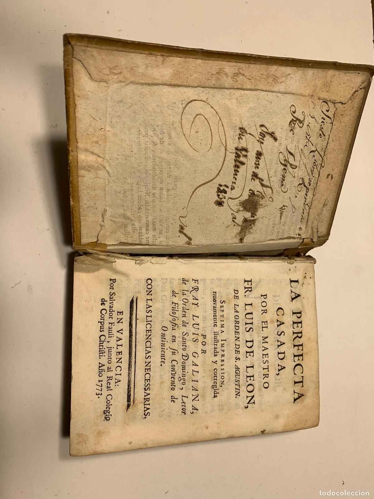 Libros: LA PERFECTA CASADA LEON FRAY LUIS DE 1773 - Foto 1