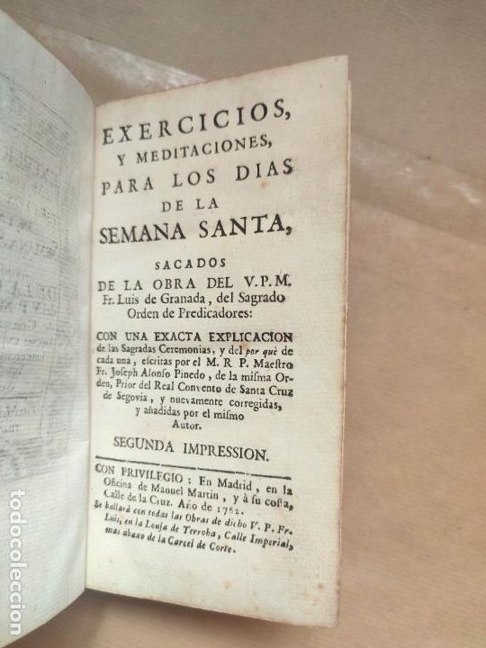 Libros: &rdquo;EXERCICIOS Y MEDITACIONES para los D&iacute;as de la semana Santa, sacados de la Obra de . Con una Exacta