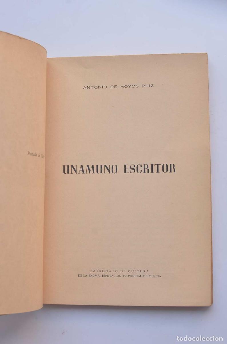 Libros: Unamuno escritor - HOYOS RUIZ, Antonio de - Foto 2