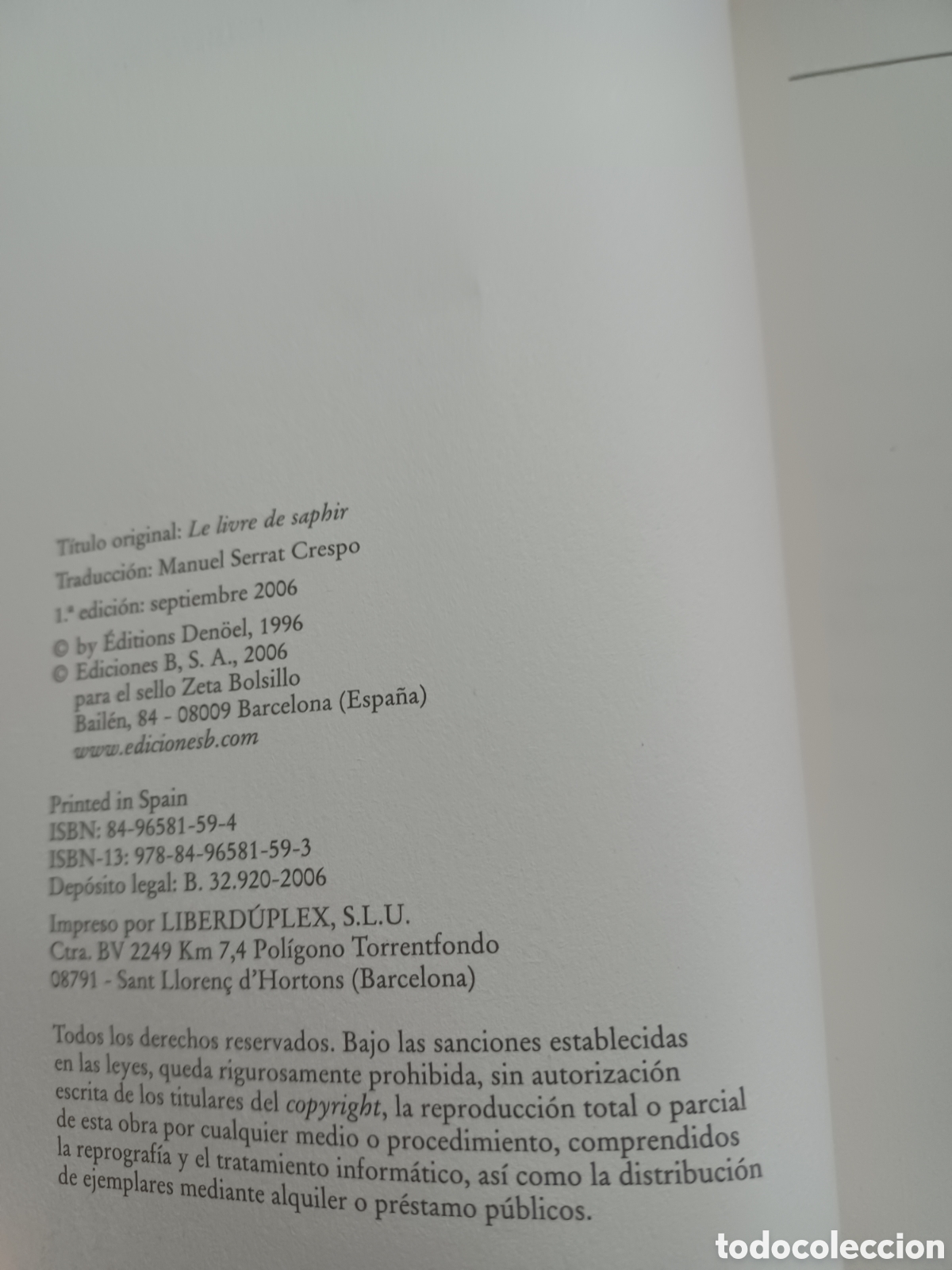 Libros: Barybook 252. . El libro de zafiro Gilbert sinoue Zeta de bolsillo - Foto 3