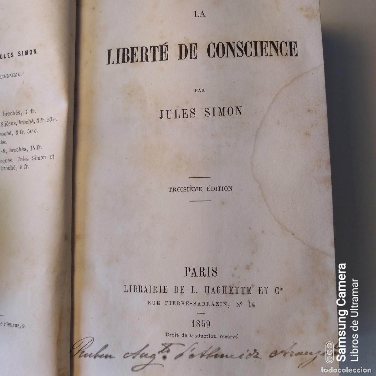 Libros: La libert&eacute; de conscience. - Simon, Jules. - Foto 4