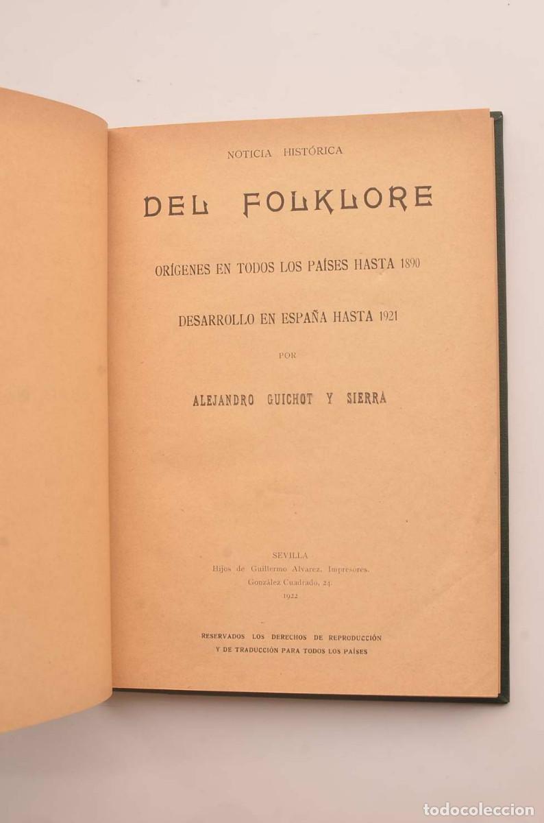 Libros: Noticia hist&oacute;rica del Folklore - CUICHOT Y SIERRA, Alejandro - Foto 3