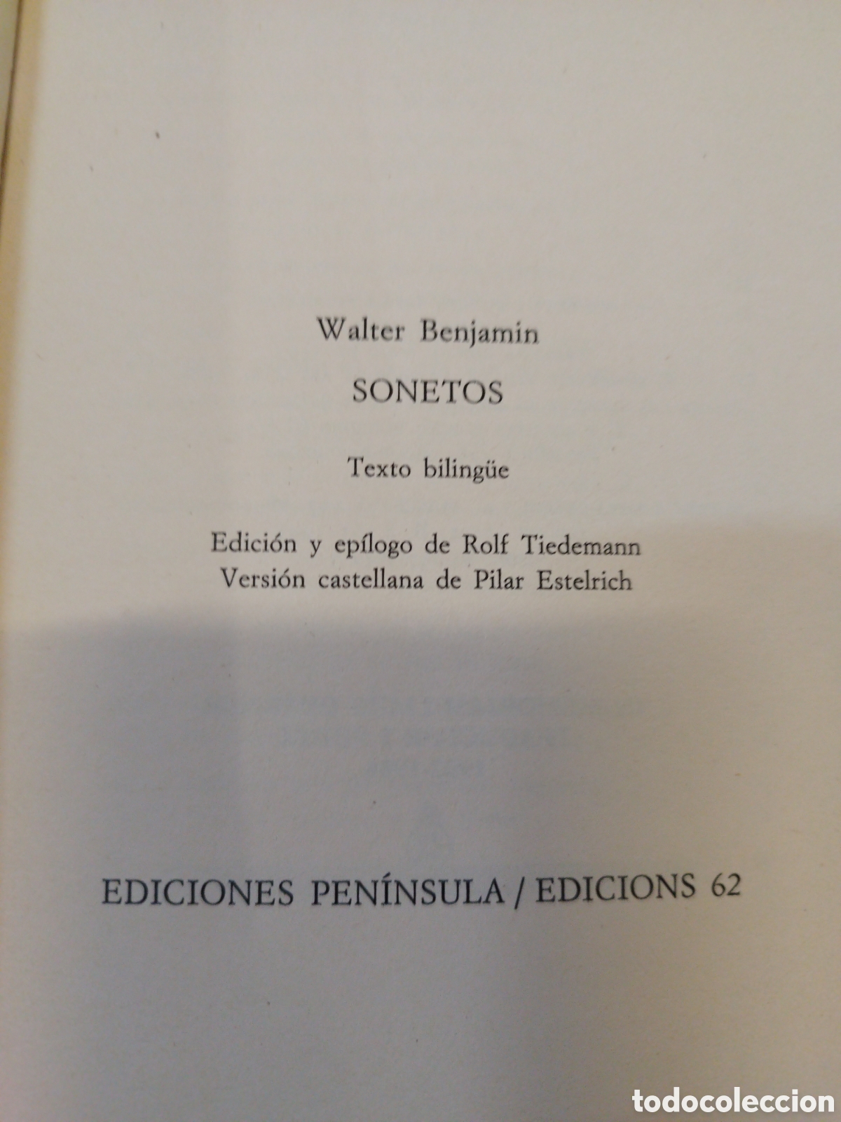 Libros: SONETOS - BENJAMIN,Walter - Foto 3