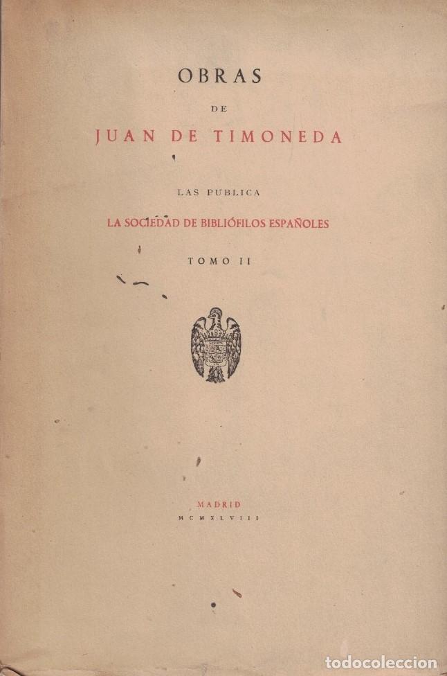 Libros: OBRAS. Tomo II. - Timoneda. Juan de, - Foto 1