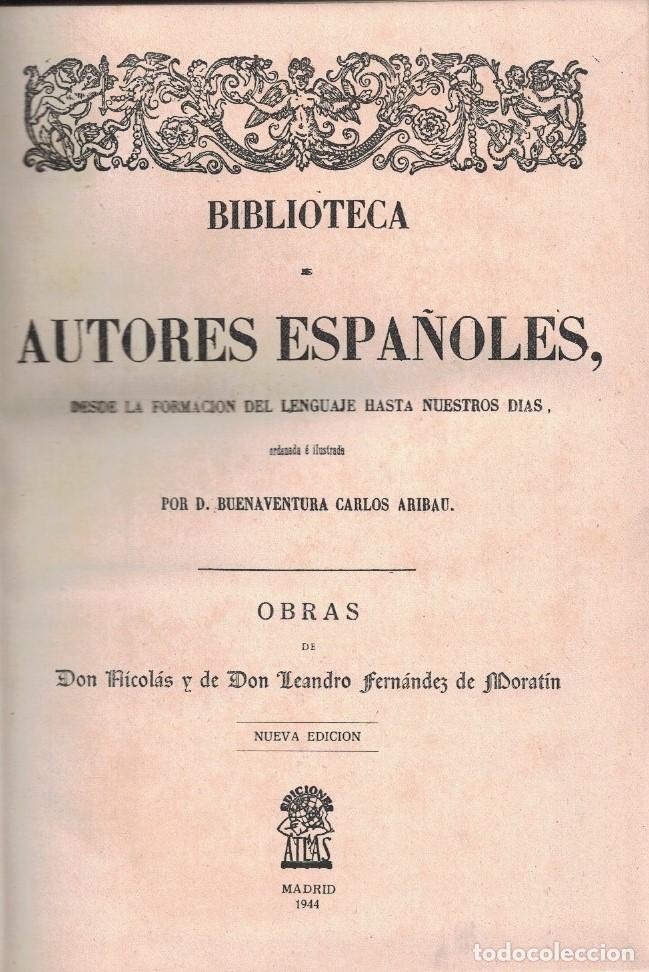 Libros: OBRAS. - Fern&aacute;ndez de Morat&iacute;n. Nicol&aacute;s y Leandro, - Foto 1