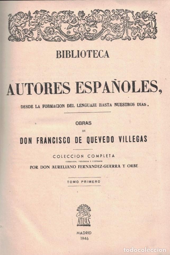 Libros: OBRAS. Tomo I. - Quevedo Villegas. Francisco de, - Foto 1