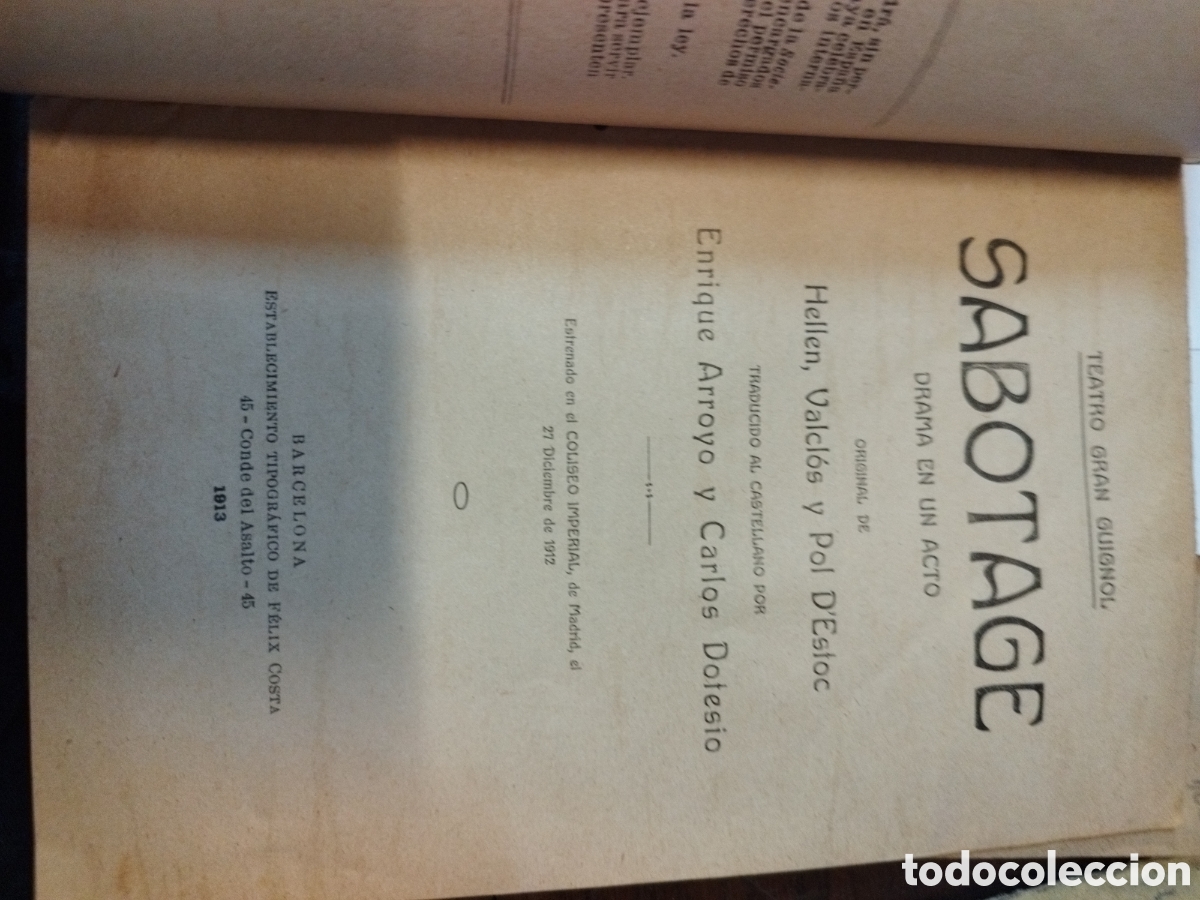 Libros: SABOTAGE. A&ntilde;o 1913 - GRAN GUIGNOL - Foto 3
