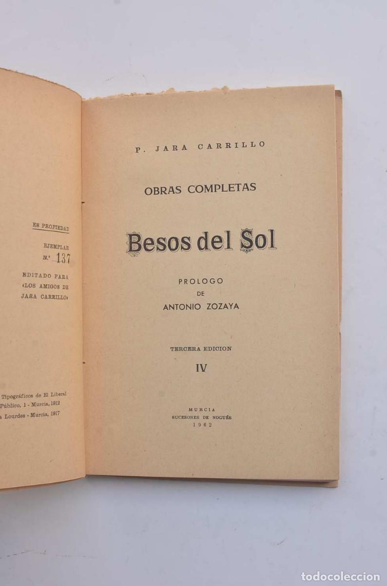 Libros: Besos del sol - JARA CARRILLO, PedroEjemplar numerado - Foto 2