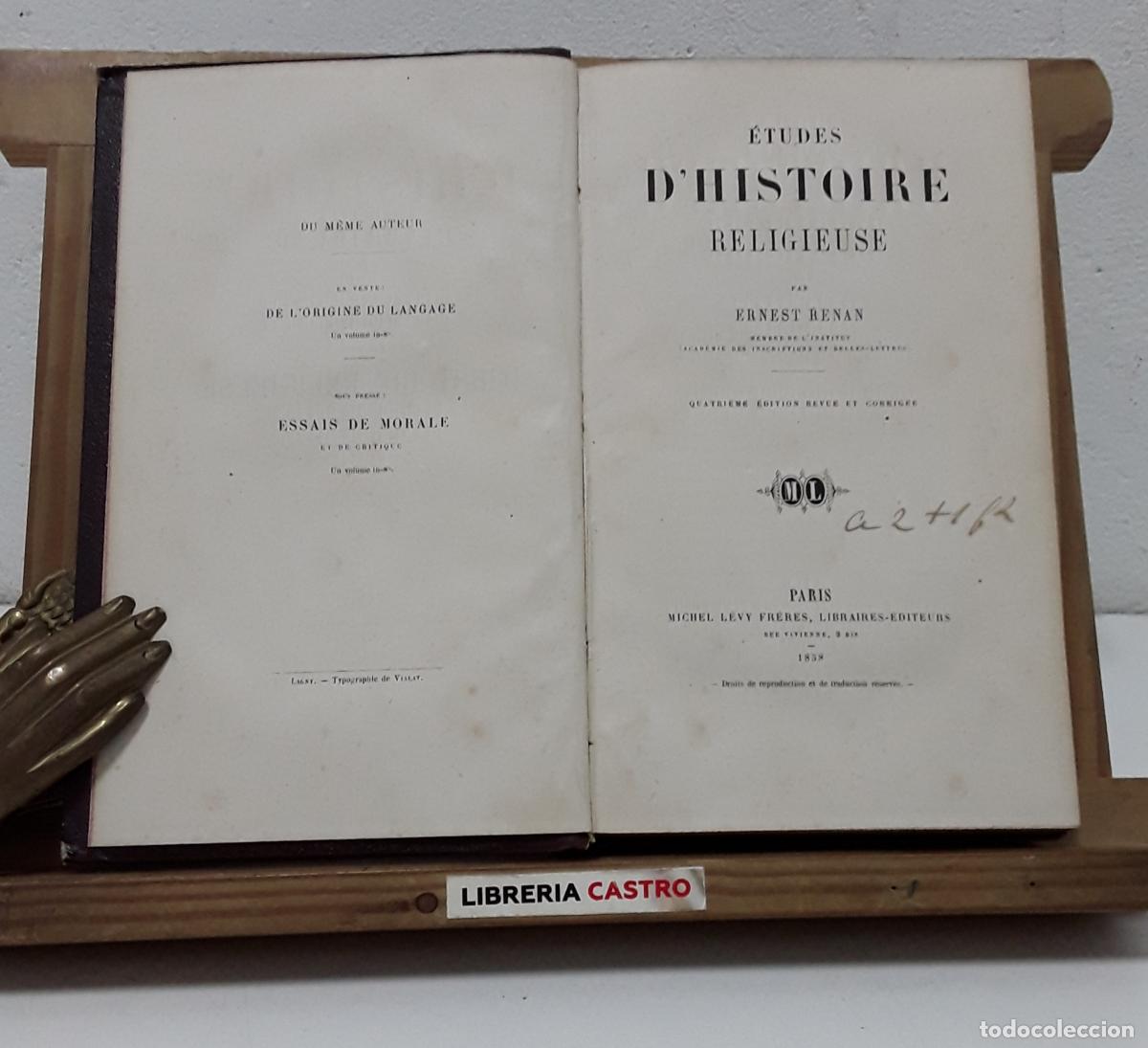 Libros: &Eacute;tudes dHistoire Religieuse - Ernest Renan. - Foto 1