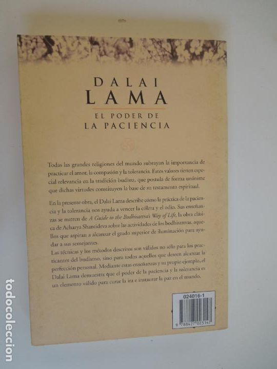 Libros: EL PODER DE LA PACIENCIA - DALAI LAMA - EDICIONES MART&Iacute;NEZ ROCA 1998. - Foto 2