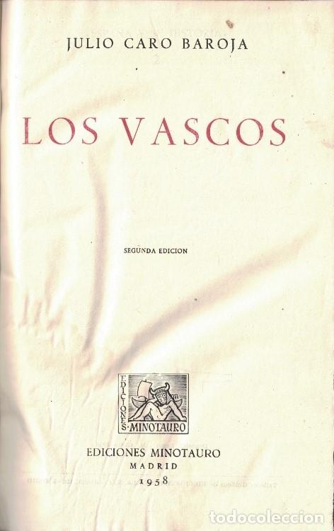 Libros: LOS VASCOS. - Caro Baroja. Julio, - Foto 1