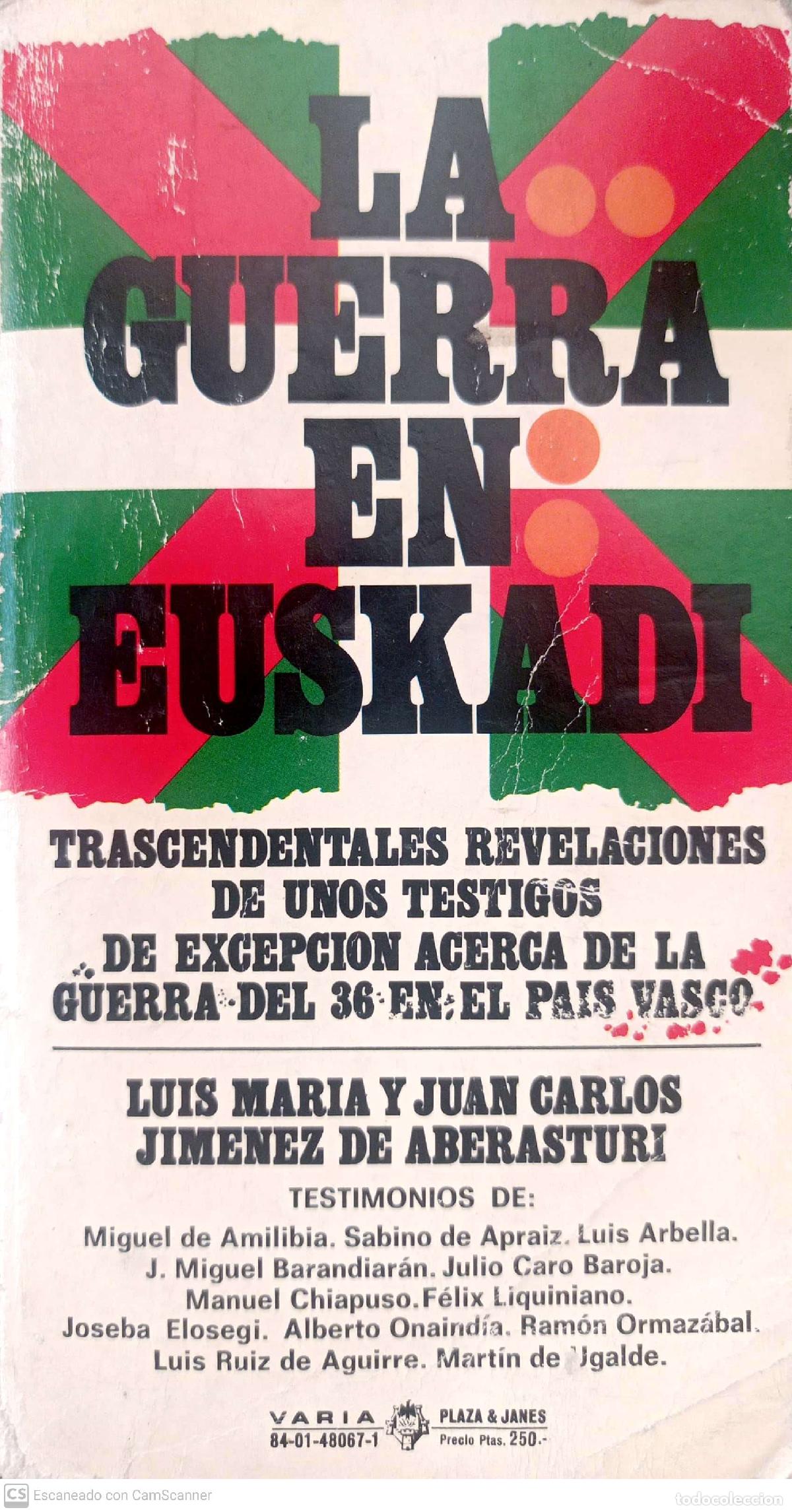 Libros: La guerra en Euskadi - Jim&eacute;nez de Aber&aacute;sturi, Luis Mar&iacute;a - Foto 1