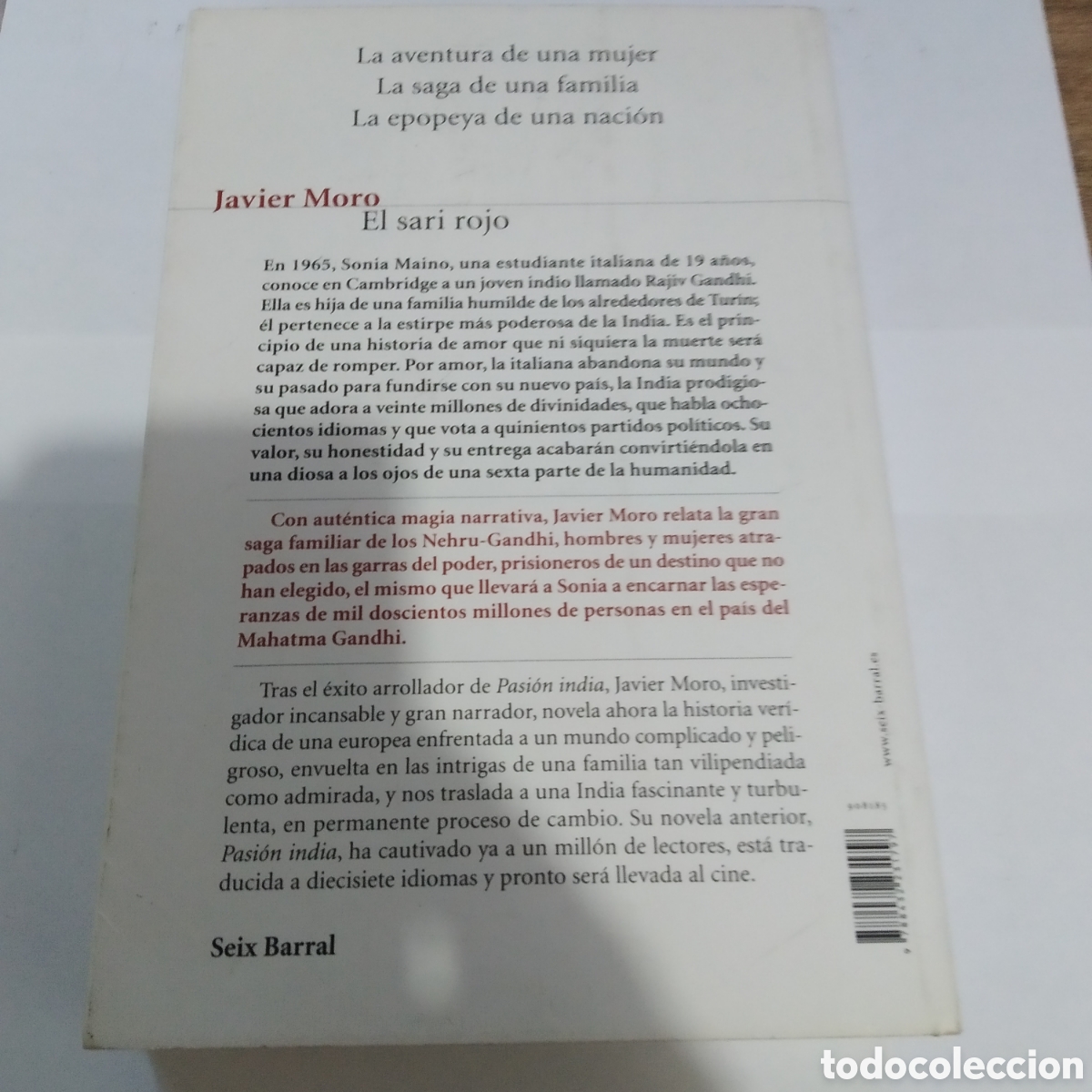 Libros: EL SARI ROJO/JAVIER MORO - Foto 2