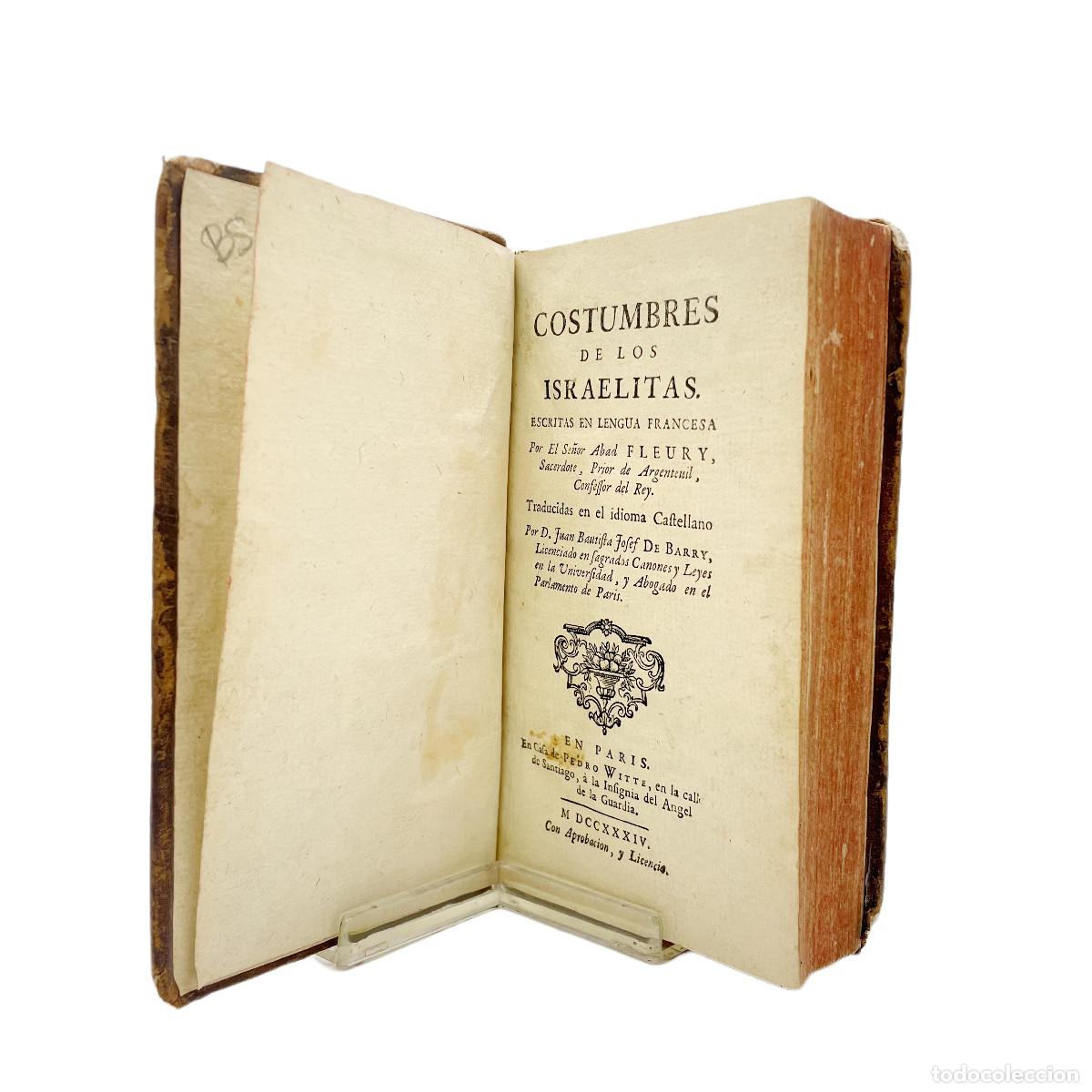 Libros: CLAUDE FLEURY - COSTUMBRES DE LOS ISRAELITAS - 1734 - Foto 2