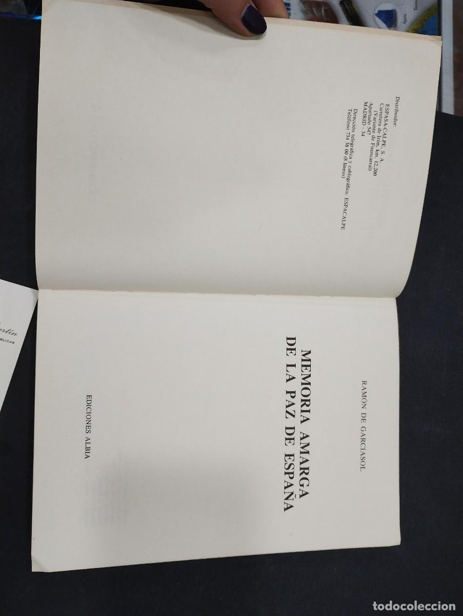 Libros: Memoria Amarga de la Paz de Espa&ntilde;a - de Garciasol, Ramon - Foto 2