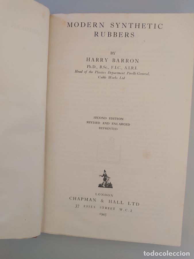 Libros: MODERN SYNTHETIC RUBBERS. 1945. - HARRY BARRON. TDK754 - Foto 2