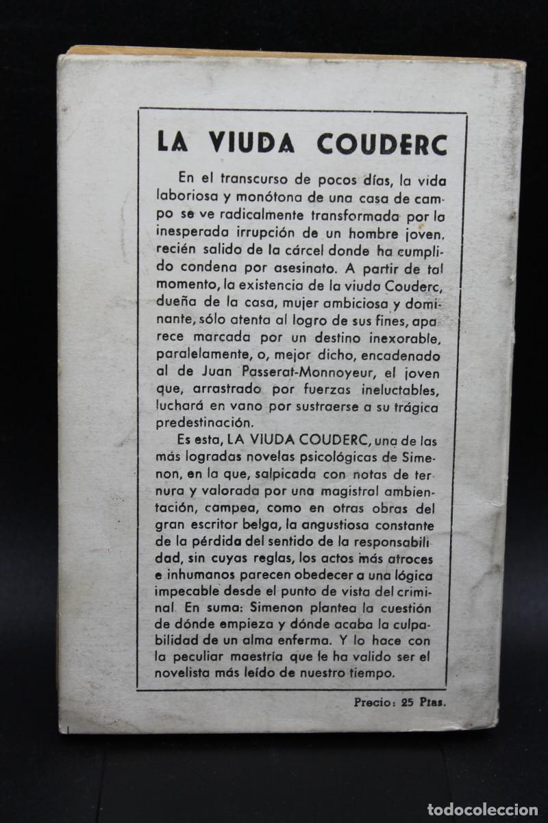 Libros: LA VIUDA COUDERC SIMENON EDOTORIAL ALBOR 1957 - Foto 3