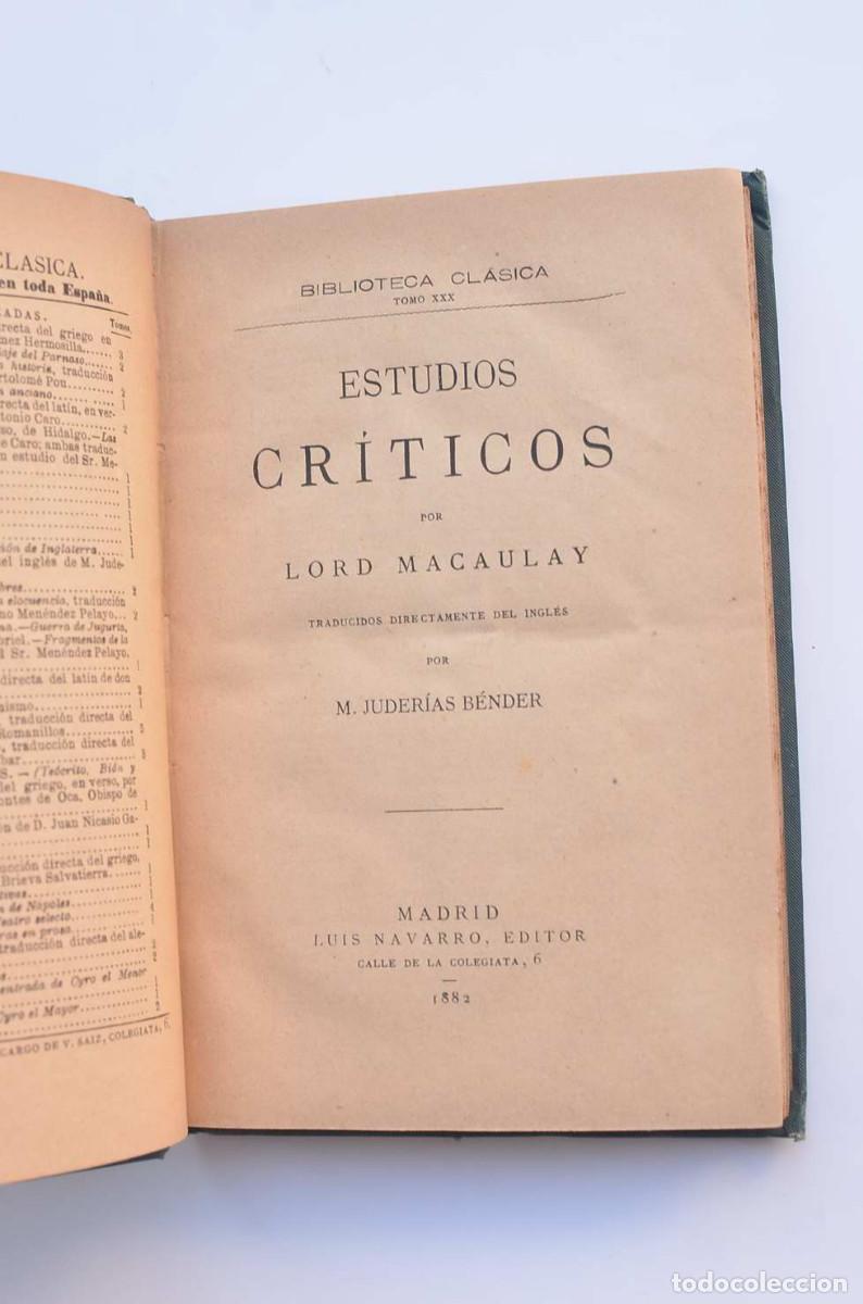 Libros: Estudios cr&iacute;ticos - MACAULAY, Lord - Foto 3