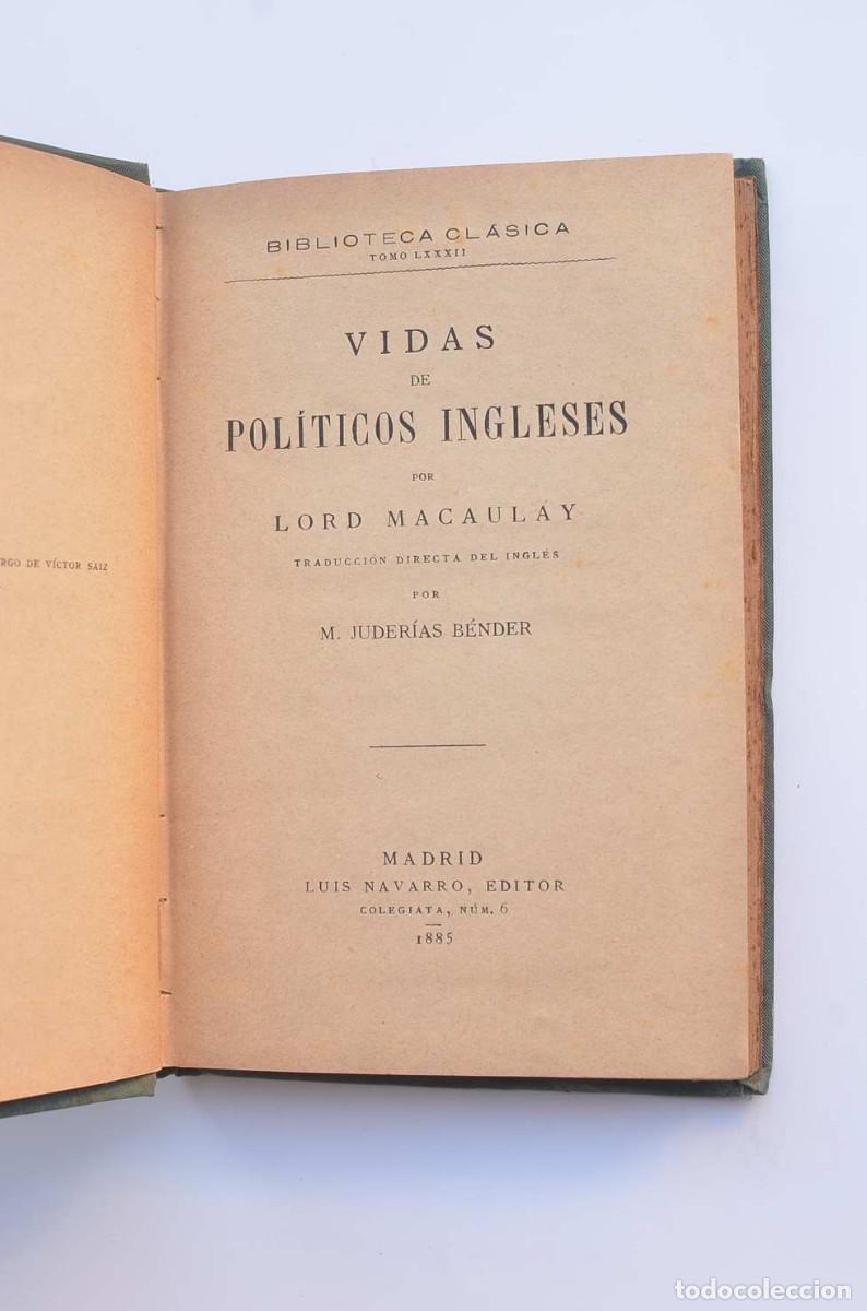 Libros: Vidas de pol&iacute;ticos ingleses - MACAULAY, Lord - Foto 3