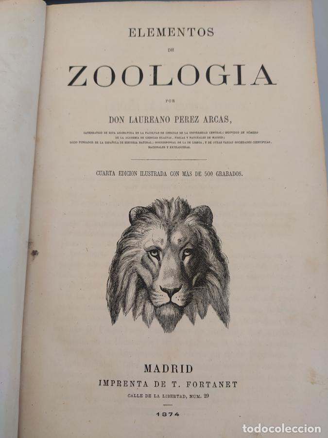 Libros: ELEMENTOS DE ZOOLOG&Iacute;A. 1874. - LAUREANO P&Eacute;REZ ARCAS. TDK264 - Foto 2