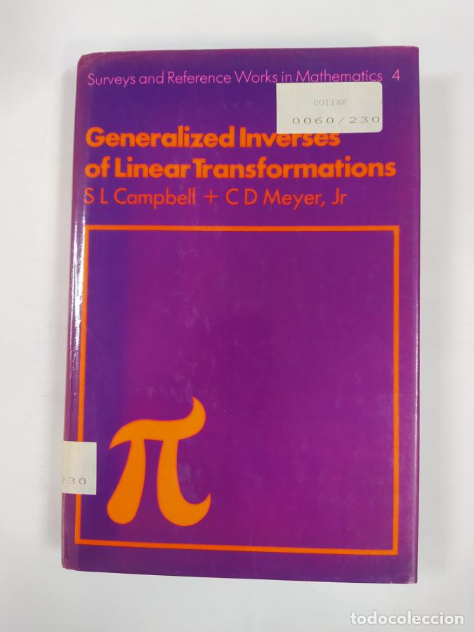 Libros: Generalized Inverses of Linear Transformations (Surveys and Reference Works in Mathematics). - S.L. - Foto 1