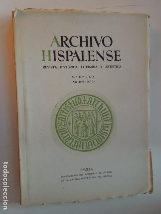 Livros em segunda m&atilde;o: ARCHIVO HISPALENSE REVISTA N&ordm; 34 - A&Ntilde;O 1949 - VER SUMARIO