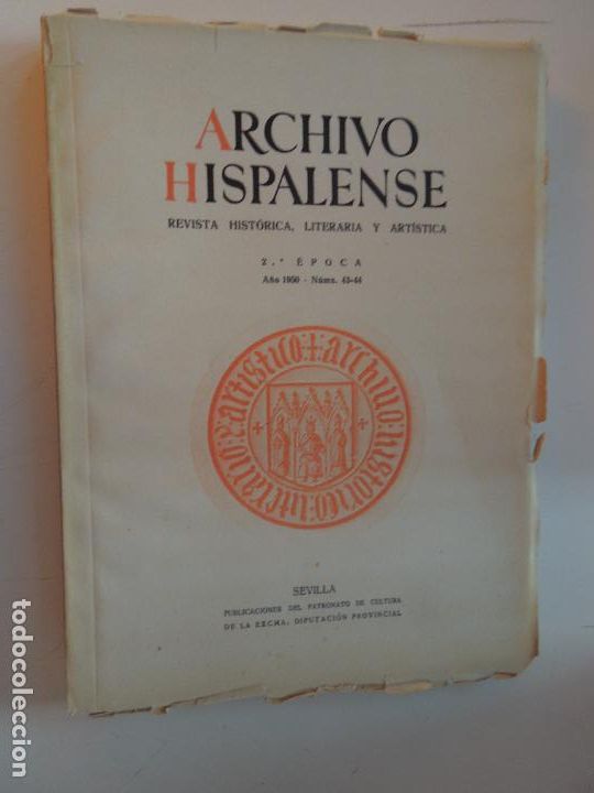 Livros em segunda m&atilde;o: ARCHIVO HISPALENSE REVISTA N&ordm; 43-44 - A&Ntilde;O 1950 - VER SUMARIO