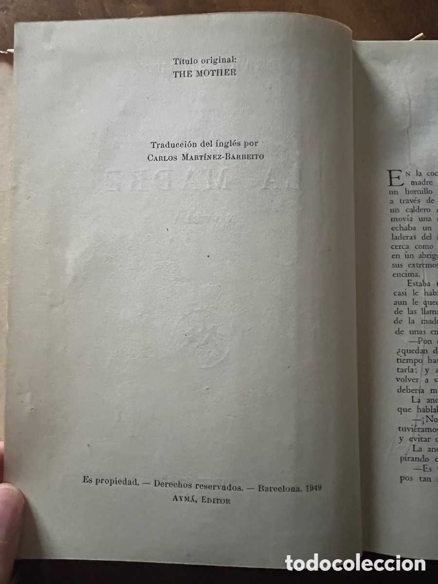 Libros: PEARL S. BUCK La Madre 1949 editorial Ayma - Foto 2