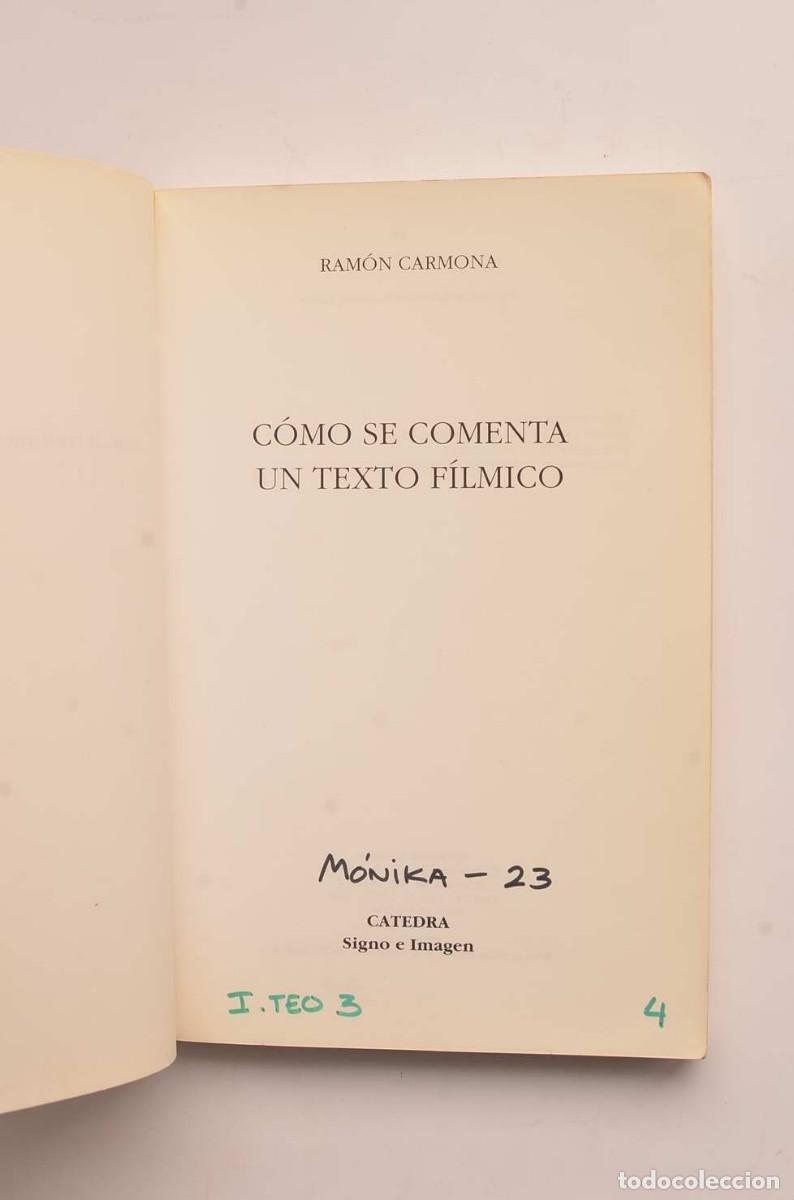 Libros: C&oacute;mo se comenta un texto f&iacute;lmico - CARMONA, Ram&oacute;n - Foto 2