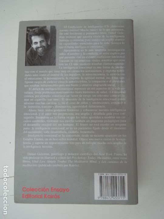 Libros: INTELIGENCIA EMOCIONAL - DANIEL GOLEMAN - KAIR&Oacute;S 2003. - Foto 2