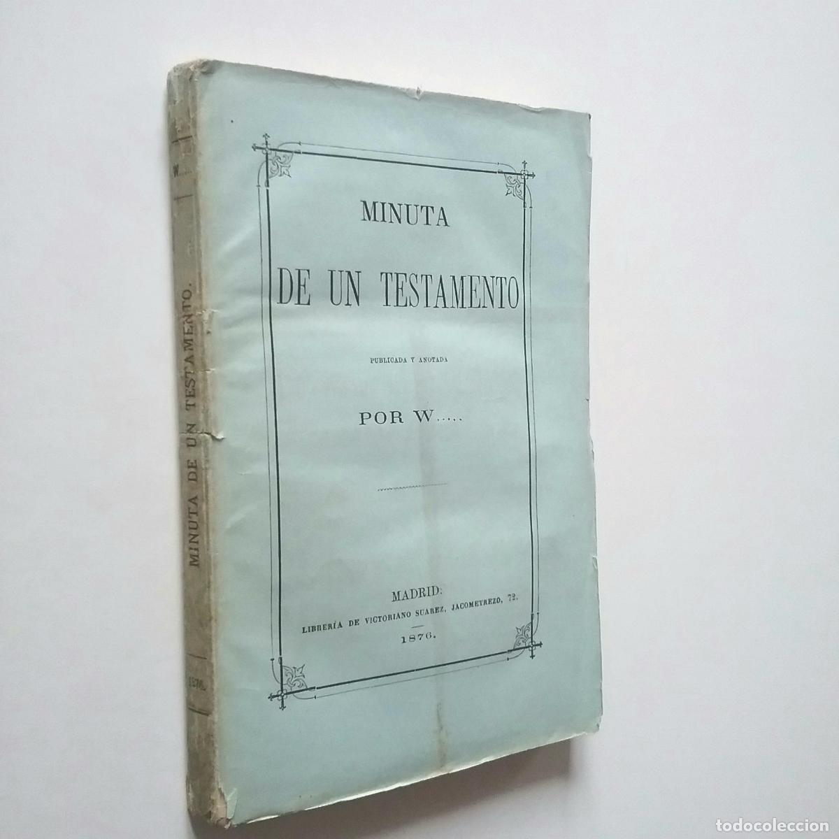 Libros: Por W... - Minuta de un testamento - Foto 1