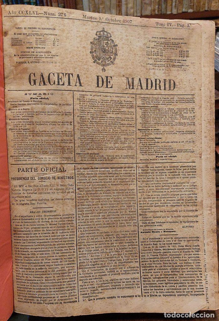 Libros: GACETA DE MADRID. 1907. - Prensa. - Foto 3