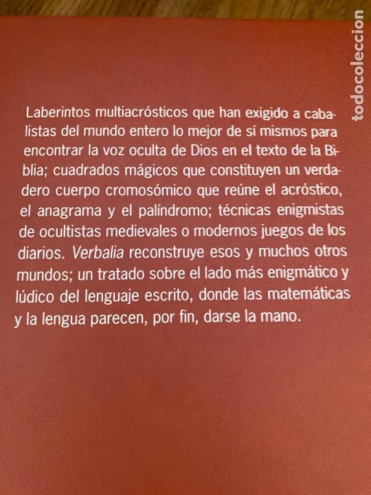 Libros: VERBALIA - MARIUS SERRA - CIRCULO - TAPA DURA Y SOBRECUBIERTA- COMO NUEVO - Foto 2