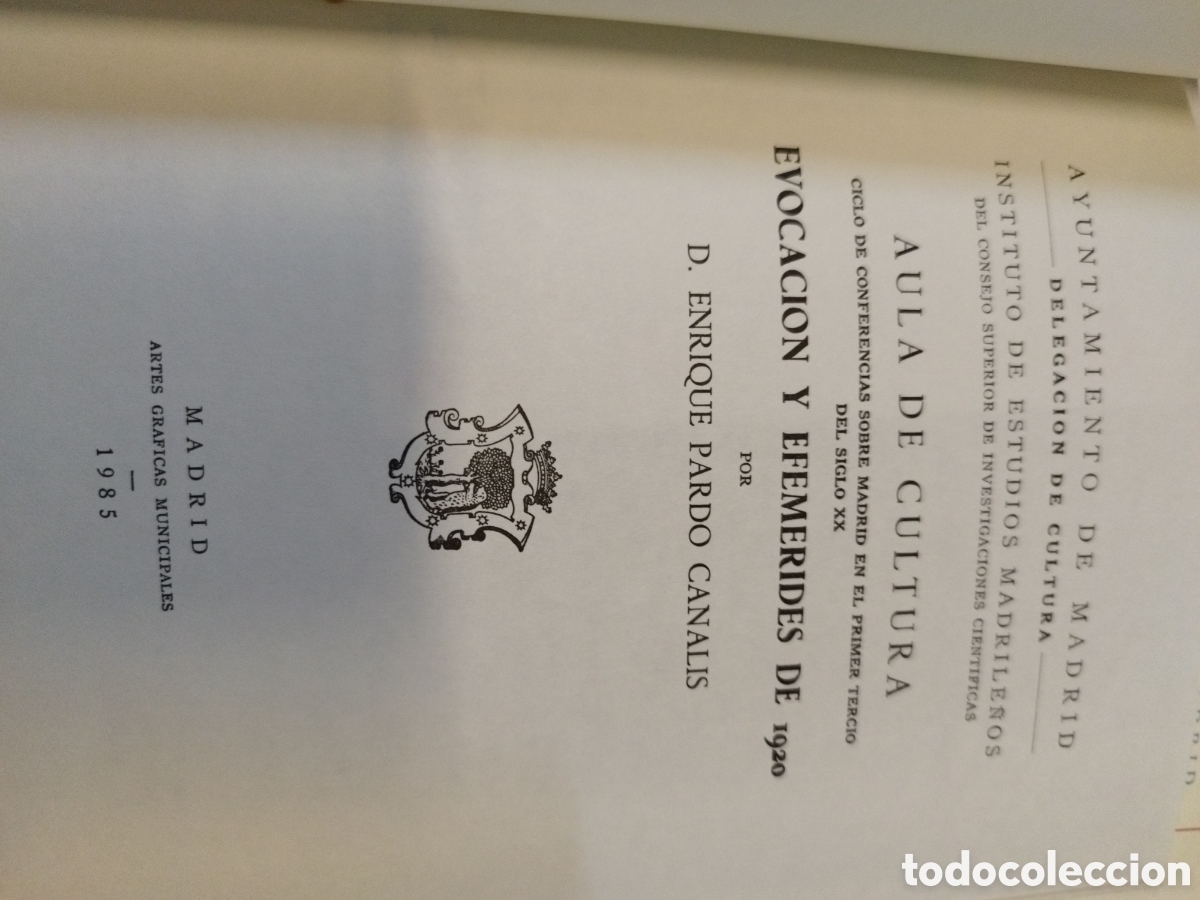 Libros: EVOCACION Y EFEMERIDES DE 1920 - PARDO CANALIS,Enrique - Foto 3