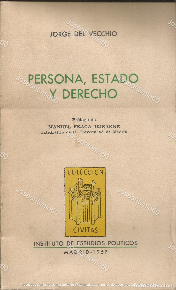 Libros: Persona, Estado y Derecho. Jorge del Vecchio. 1957 - Foto 1