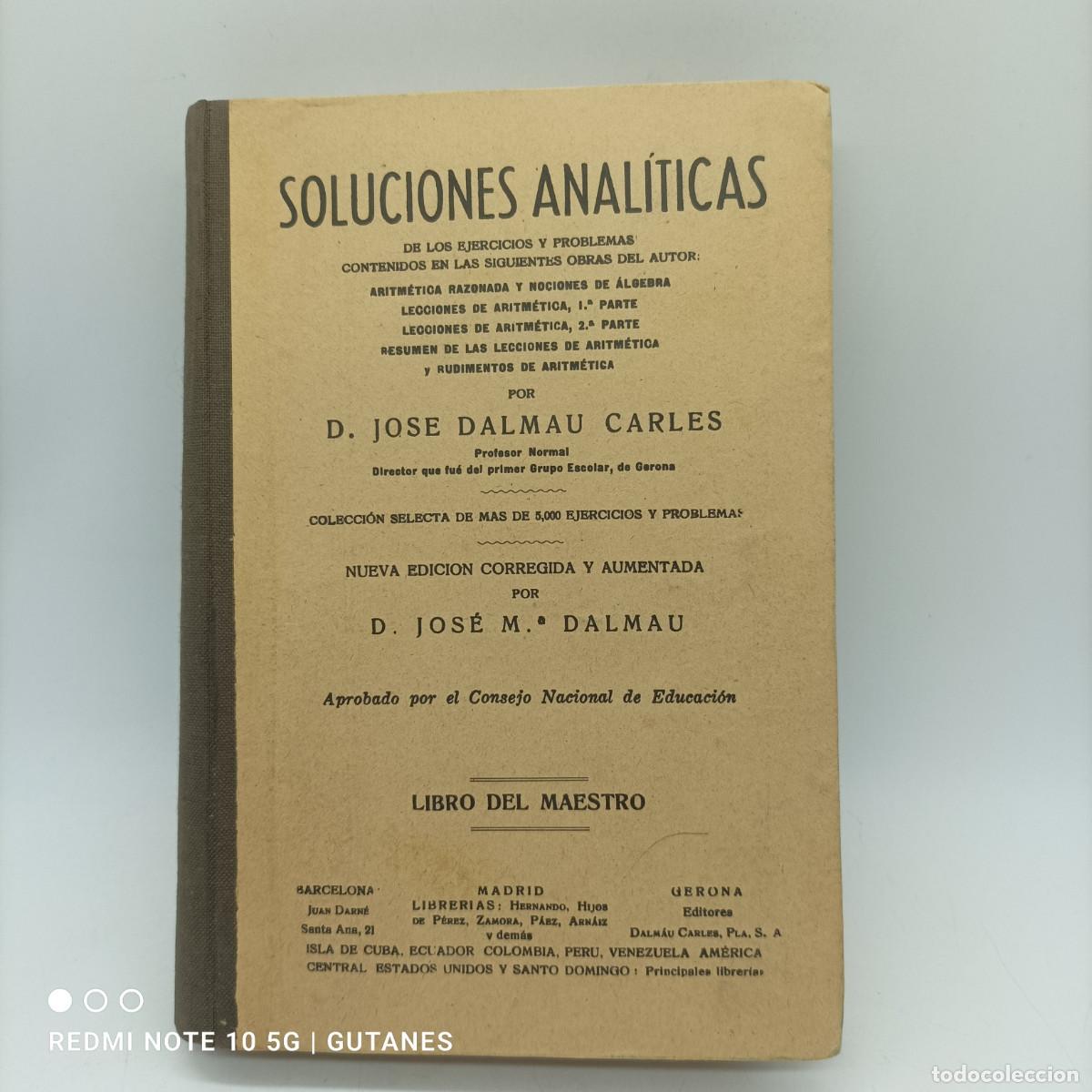 Libros: SOLUCIONES ANALITICAS D. JOSE DALMAU CARLES - Foto 1