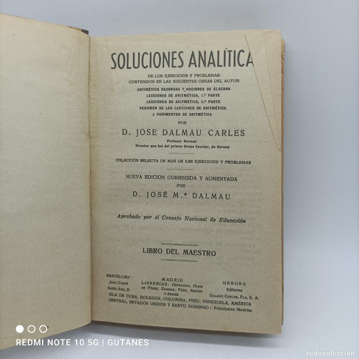 Libros: SOLUCIONES ANALITICAS D. JOSE DALMAU CARLES - Foto 2