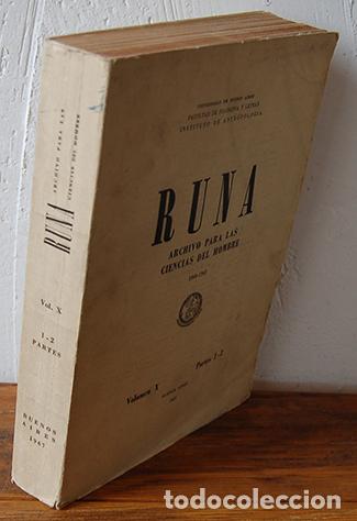 Livros em segunda m&atilde;o: RUNA. Archivo para las ciencias del hombre. 1960-1965. Volumen X. Partes 1-2 - VV.AA