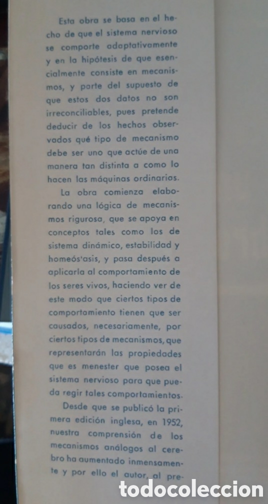 Libros: PROYECTO PARA UN CEREBRO. WILLIAM R. ASHBY. ESTRUCTURA Y FUNCION. EDIT. TECNOS - Foto 3